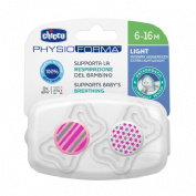 Chupete silicona ortodontico - chicco physio light (6 - 16 meses 2 unidad color rosa)