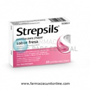 STREPSILS PASTILLAS PARA CHUPAR SABOR FRESA, 24 pastillas