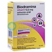 BIODRAMINA INFANTIL 12,5 MG SOLUCION ORAL, 12 sobres unidosis de 2,5 ml