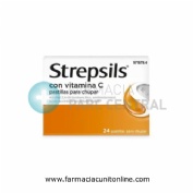 STREPSILS CON VITAMINA C PASTILLAS PARA CHUPAR , 24 pastillas