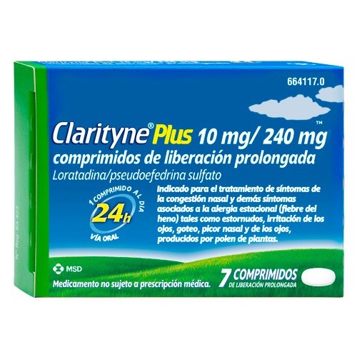 CLARITYNE PLUS 10mg/240mg COMPRIMIDOS DE LIBERACION PROLONGADA , 7 comprimidos
