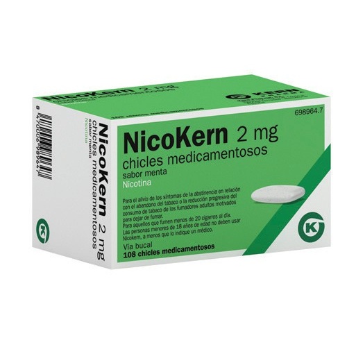 NICOKERN 2 MG CHICLES MEDICAMENTOSOS SABOR MENTA , 108 chicles (PVC/PE/PVDC/AL)