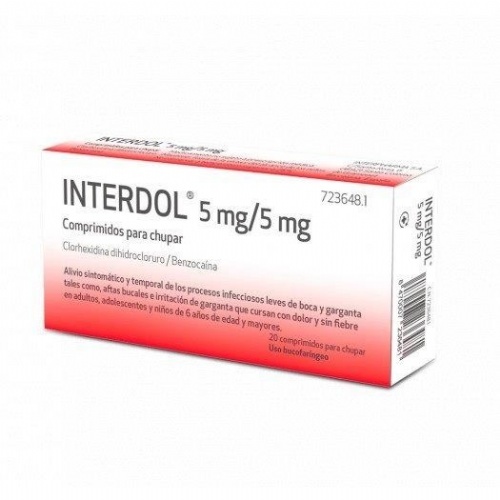 INTERDOL 5 MG/5 MG COMPRIMIDOS PARA CHUPAR , 20 comprimidos