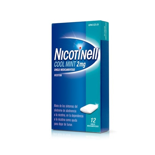 NICOTINELL COOL MINT 2 mg CHICLE MEDICAMENTOSO, 12 chicles