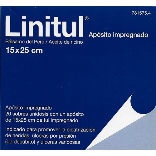LINITUL APOSITO IMPREGNADO, 20 apósitos de 15 x 25 cm