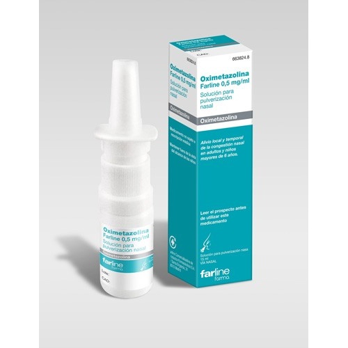 OXIMETAZOLINA FARLINE  0,5 mg/ml SOLUCION PARA PULVERIZACION NASAL , 1 frasco de 15 ml