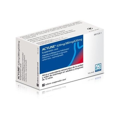 ACYLINE 620 mg/380 mg/630 mg  SUSPENSION ORAL , 20 sobres de 10 ml
