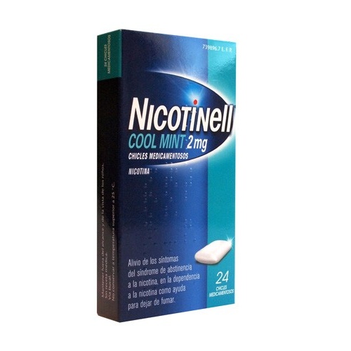 NICOTINELL COOL MINT 2 mg CHICLE MEDICAMENTOSO, 24 chicles