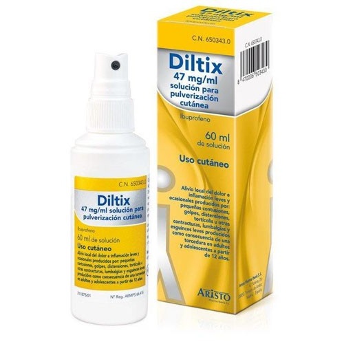 DILTIX 47 mg/ml SOLUCION PARA PULVERIZACION CUTANEA , 1 frasco de 60 ml