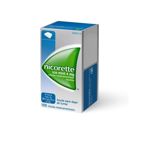 NICORETTE ICE MINT 4 mg CHICLES MEDICAMENTOSOS, 105 chicles