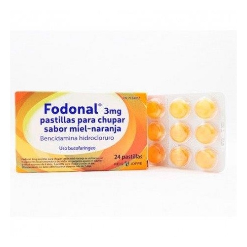 FODONAL 3 MG PASTILLAS PARA CHUPAR SABOR MIEL-NARANJA 24 pastillas