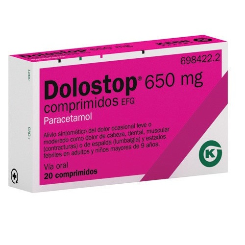 DOLOSTOP 650 MG COMPRIMIDOS , 20 comprimidos