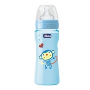 Biberon pp tetina silicona - chicco fisiologico flujo rapido (+4 meses 1 unidad 330 ml color azul)